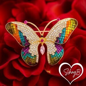 Vibrant Mosaic Butterfly Brooch